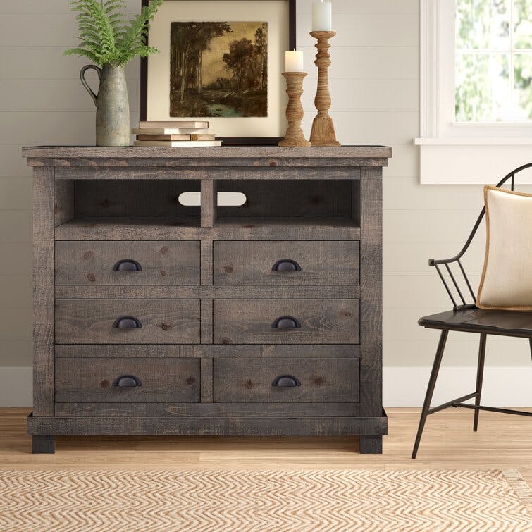 Wolferstorn Willow 6-Drawer Weathered Gray Media Chest