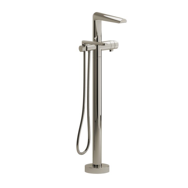 Parabola Elegant Nickel Clawfoot Tub Filler with Handheld Shower