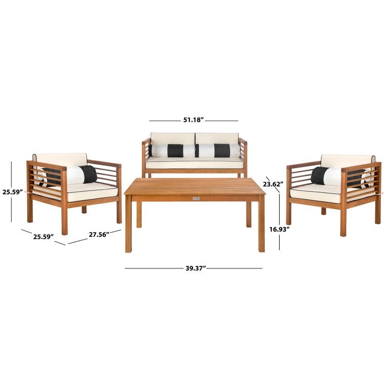 Arlethe 4 - Person Outdoor Seating Group with Cushions