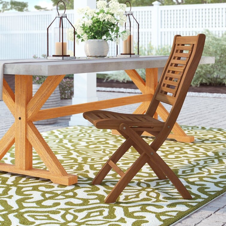 Fleur Eucalyptus Folding Outdoor Dining Side Chair Pair