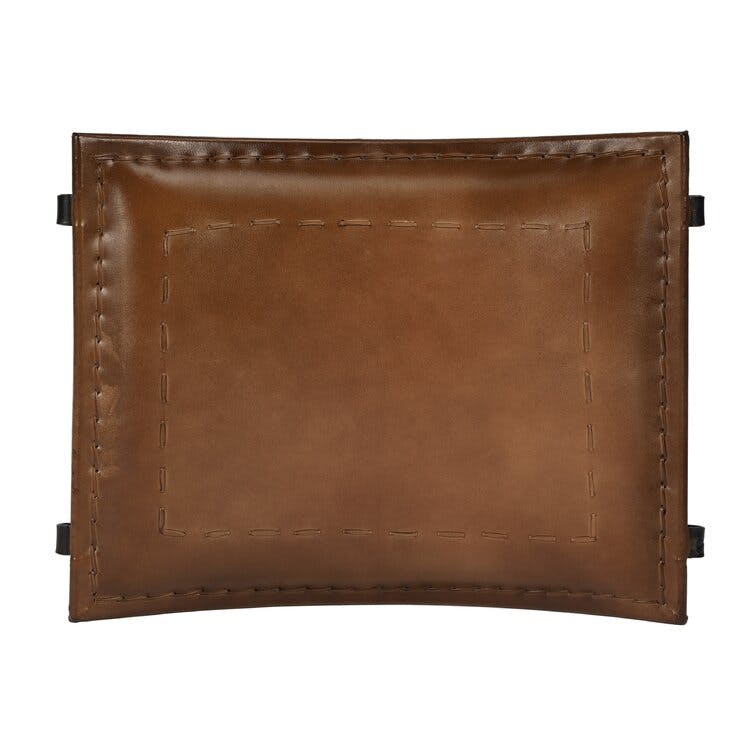 Sanford 21.5"W Medium Brown Leather Accent Stool
