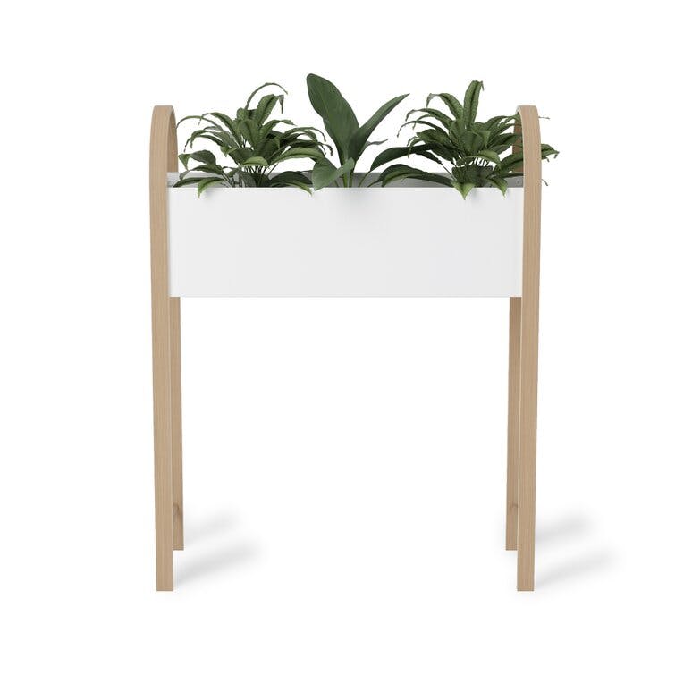 Bellwood White/Natural Elevated Planter with Storage Stand