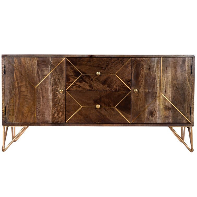 Torrey 47.25" Wood and Brass Metal Inlay Sideboard