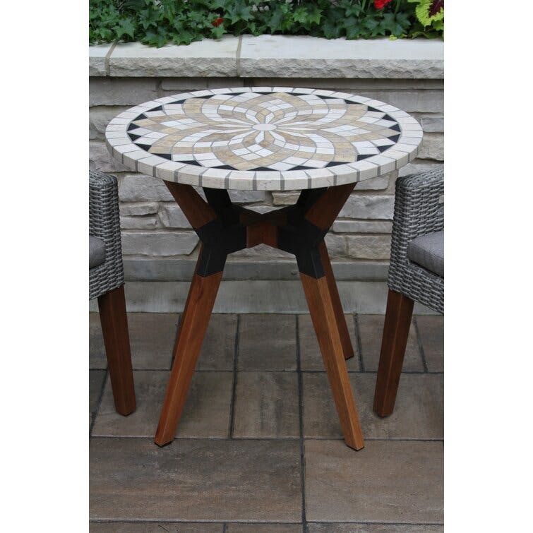 Fleur 30" Concrete and Eucalyptus Outdoor Bistro Table