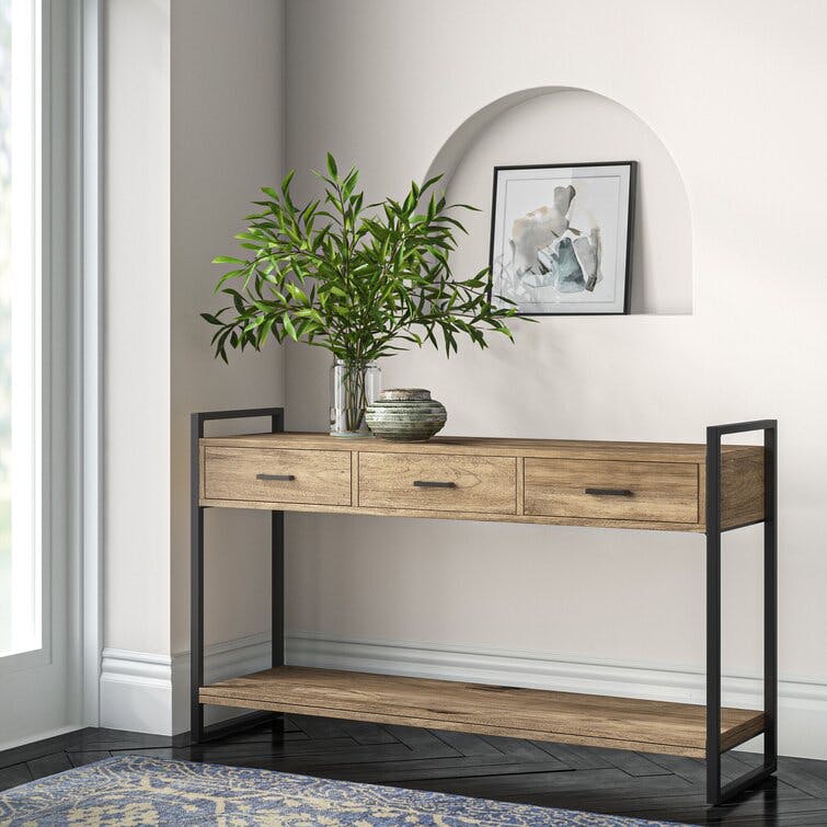 Navelina 54.3" Natural Solid Wood Console Table