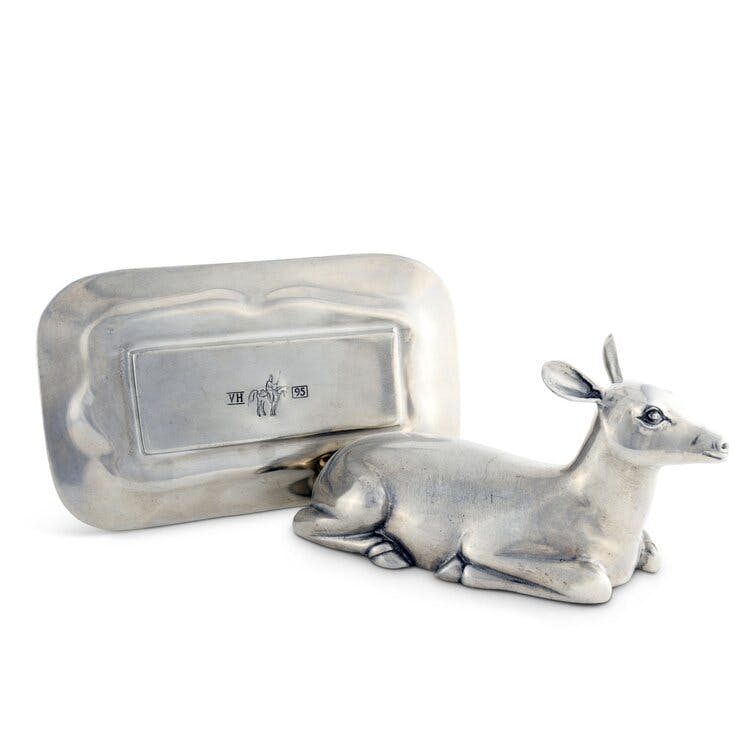 Serene Doe Pewter Butter Dish with Lid for Outdoor Use