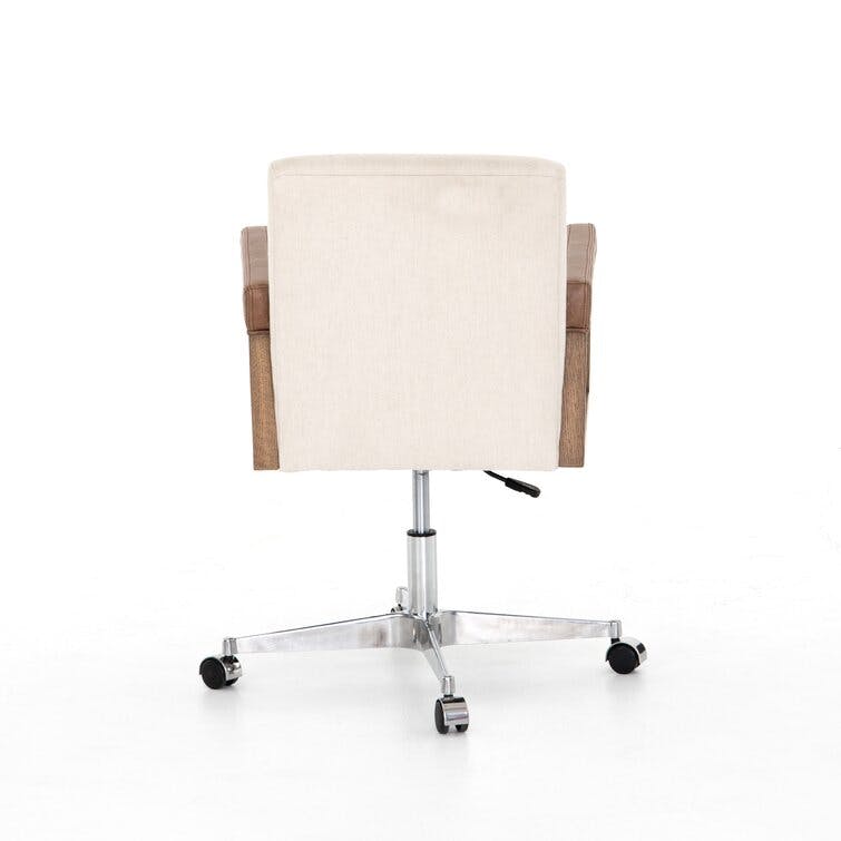Adelai Rustic Cream Upholstered Swivel Task Chair