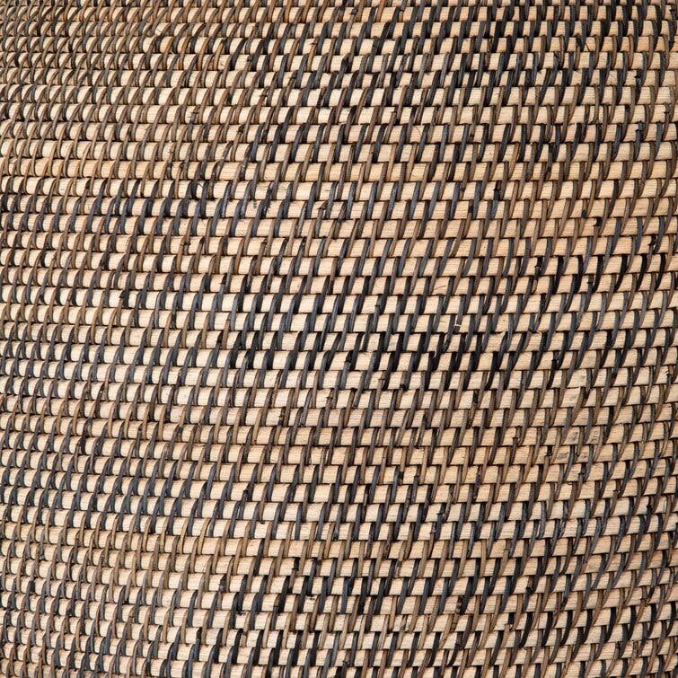 Cadee Natural Woven Black Rattan Round Floor Basket