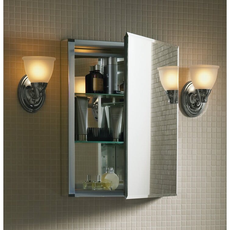 CLC 15"x26" Frameless Aluminum Medicine Cabinet with Adjustable Shelves