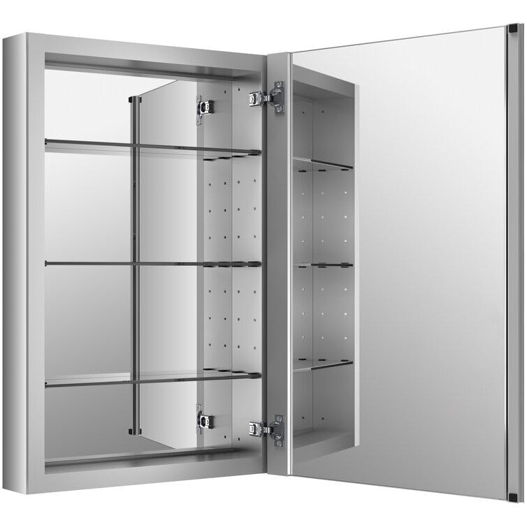Verdera® Recessed or Surface Mount Frameless Medicine Cabinet with 3 Adjustable Shelves