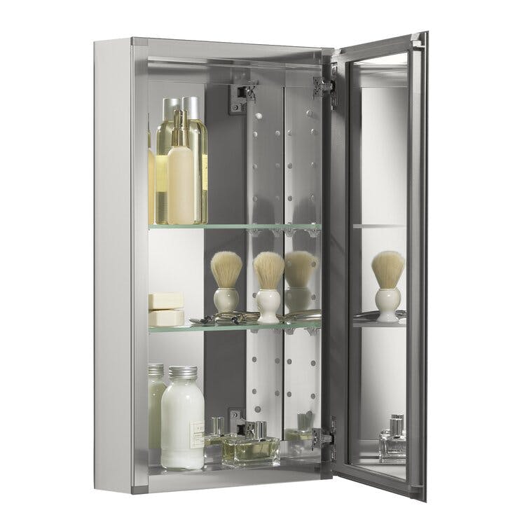 CLC Recessed or Surface Mount Frameless Aluminum Medicine Cabinet Adjustable Shelves