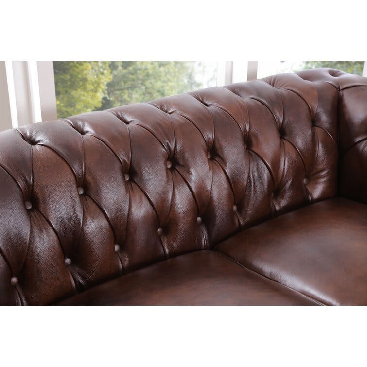 Ophelie 87'' Genuine Leather Chesterfield Sofa