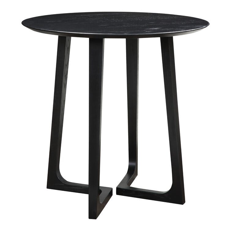 Sculptural 38" Black Ash Wood Round Counter Dining Table