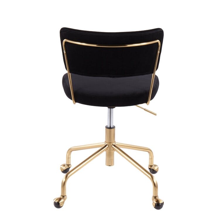Indoor Home Office Furniture Tania Contemporary Task Chair In Gold Metal And Black Velvet
