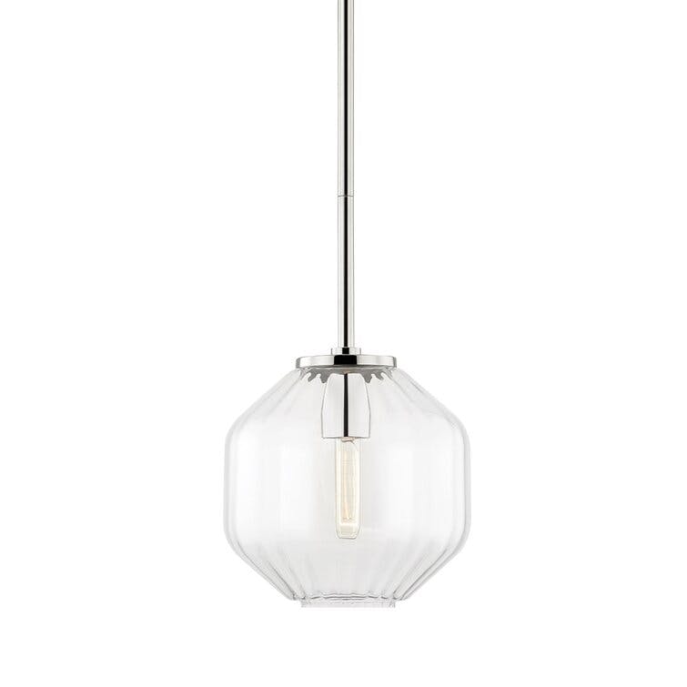 Elegant Globe Pendant Light in Polished Nickel with Clear Glass
