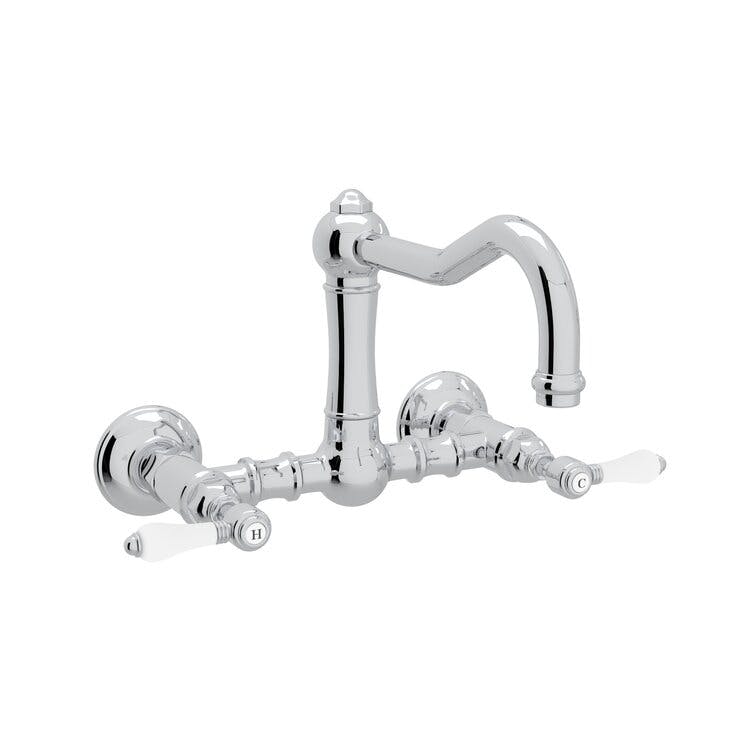 Classic Elegance 7" Polished Nickel Wall-Mounted Kitchen Faucet