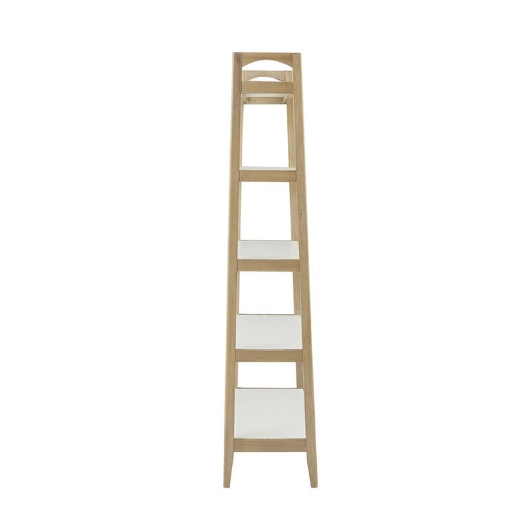 Soho White and Natural Solid Wood Ladder Bookcase