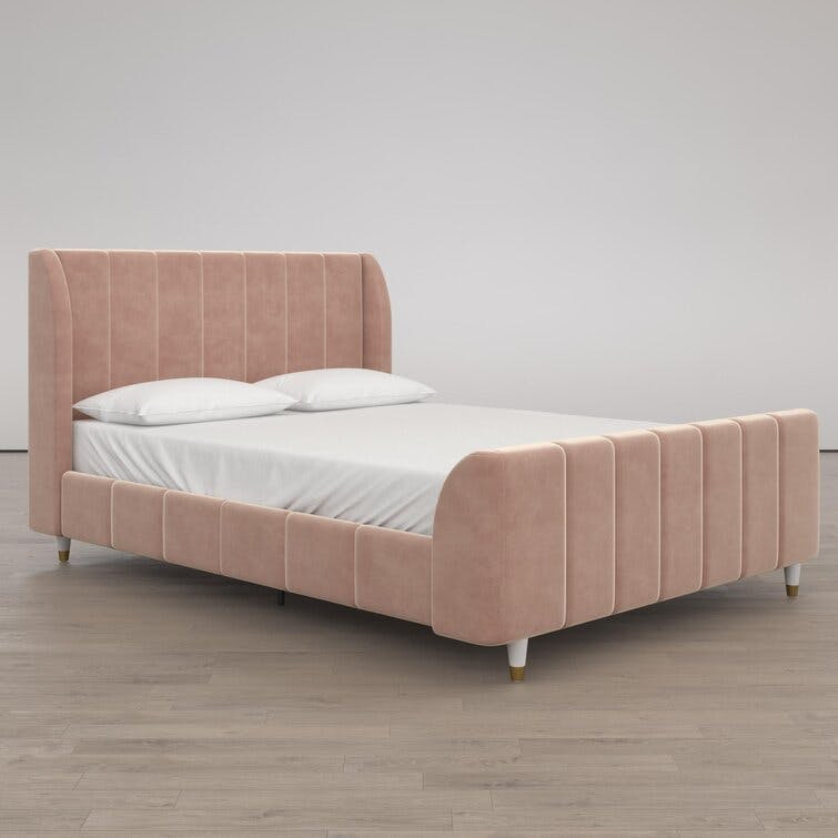 Valentina Full/Double Pink Upholstered Platform Bed