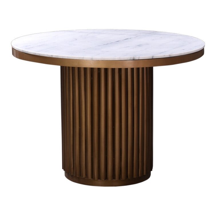 Ione Round Marble Antique Brass Dining Table