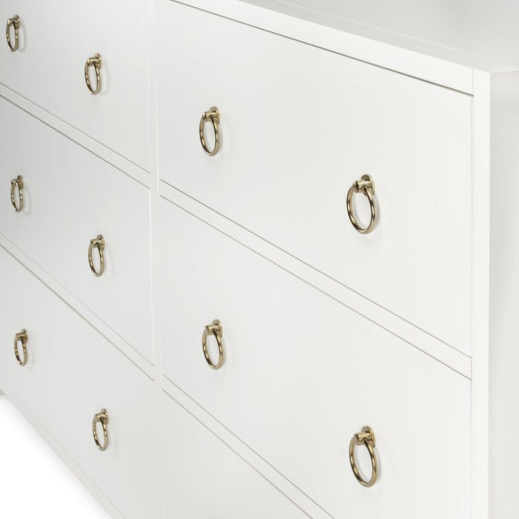 Elin Glam White Double Dresser with Dovetail Drawers