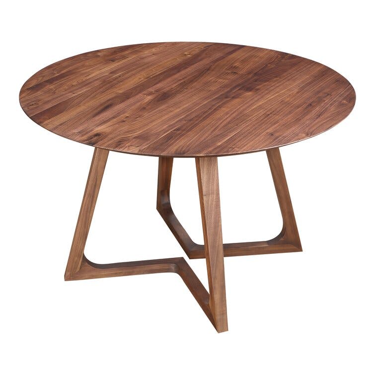 Sculptural 47.5" Walnut Ash Wood Round Dining Table