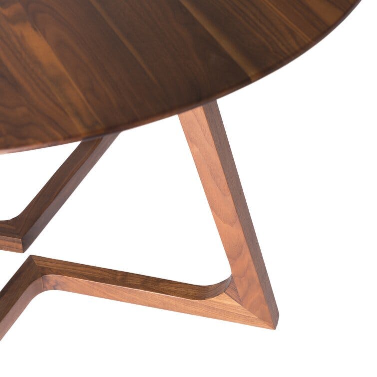 Sculptural 47.5" Walnut Ash Wood Round Dining Table