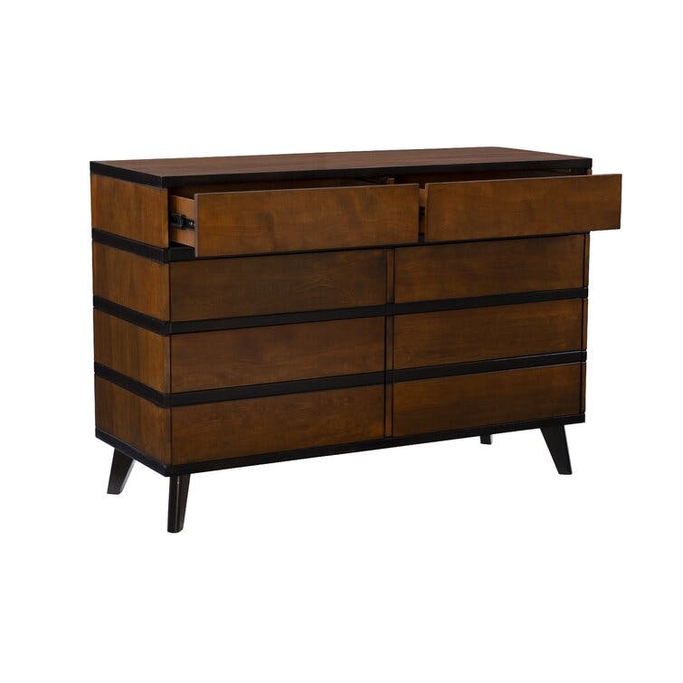 Rayford 48" Walnut Brown Mid Century 6-Drawer Double Dresser
