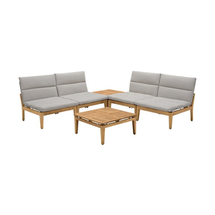 Britney 6 Piece Teak Sofa Seating Group with Cushions