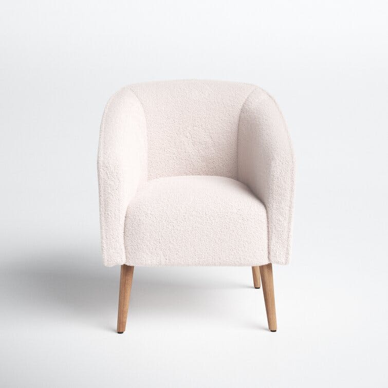 Marzi Cream Boucle Upholstered Barrel Chair with Tapered Legs
