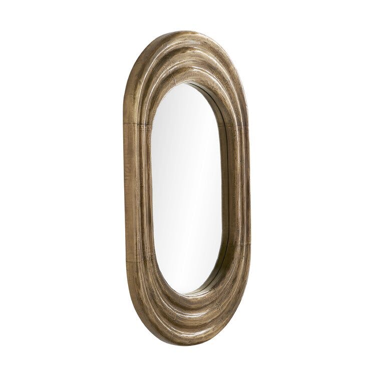 Georgina Mid-Century Modern Oval Wall Mirror in Dark Antique Brass