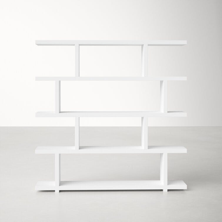 Annora Mid-Century Modern Wide White Bookcase