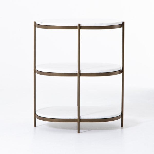 Kayleigh White Marble and Brass Nightstand