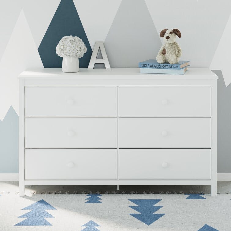 Alpine White 6-Drawer Nursery Dresser with Spacious Storage