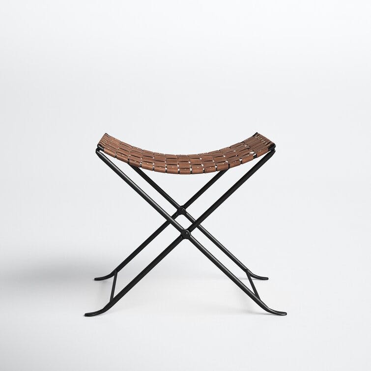 Augusta Brown Woven Leather Accent Stool