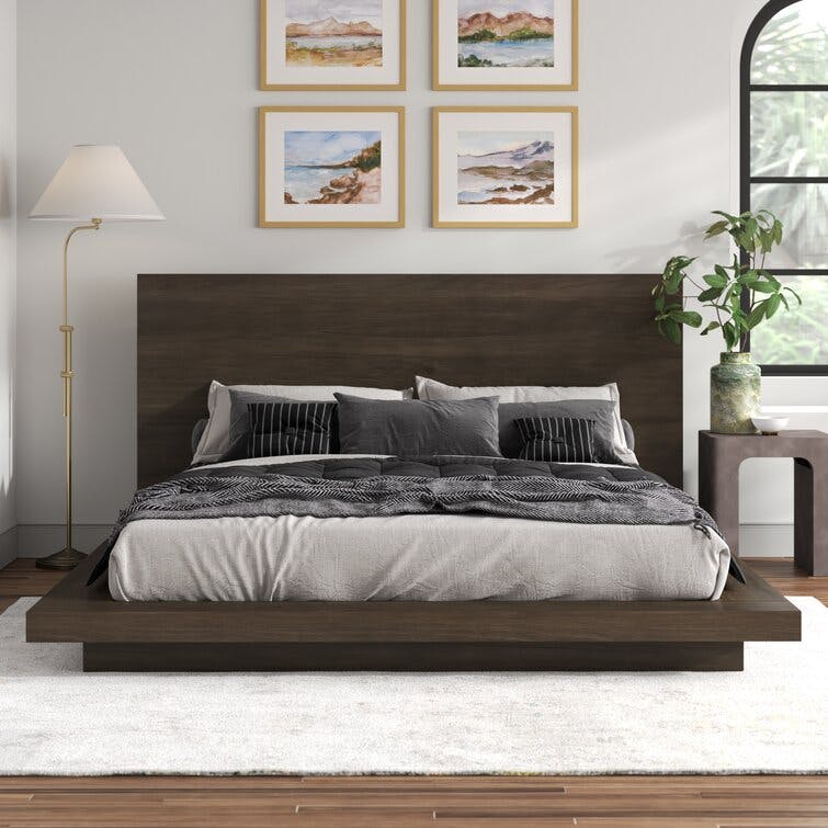 Brooks Queen Dark Pine Solid Wood Panel Bed