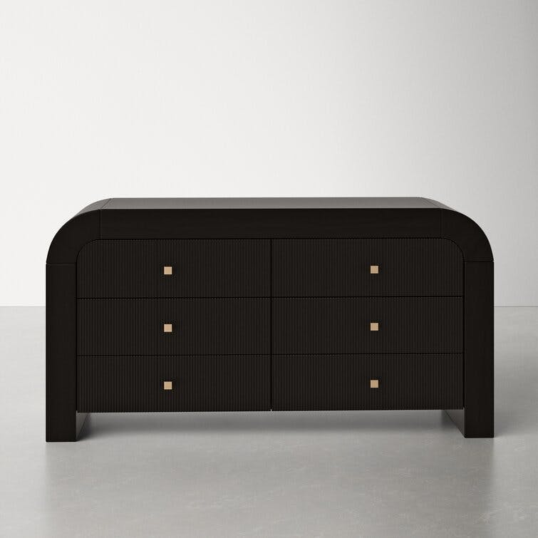 Baxley 32" Black 6-Drawer Wood Dresser