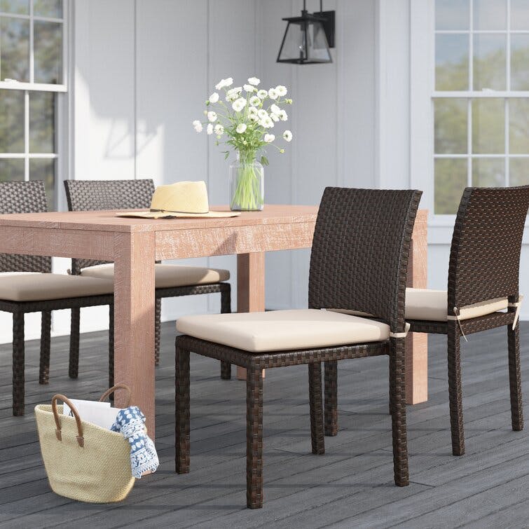 Sonlin 4pc All-Weather Wicker Stacking Patio Dining Chair Set with Cushions