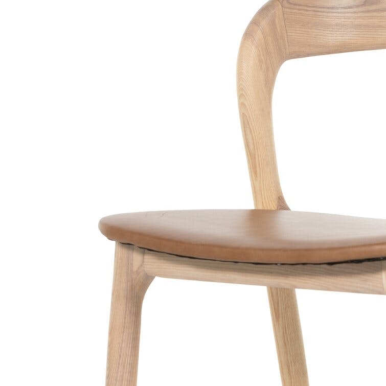 Amare Natural Wood and Beige Leather Dining Chair