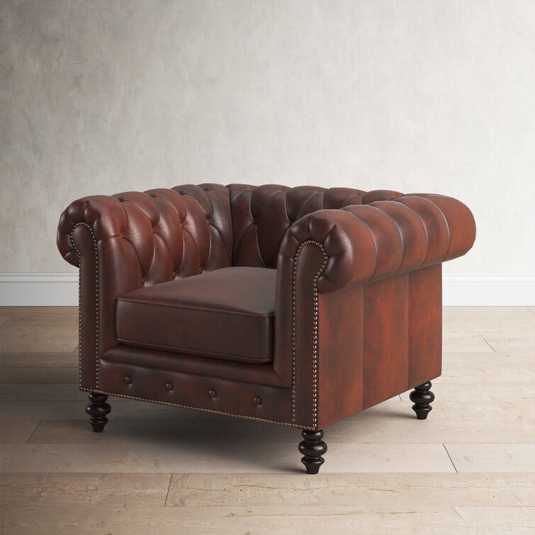 Ophelie Genuine Leather Chesterfield Chair