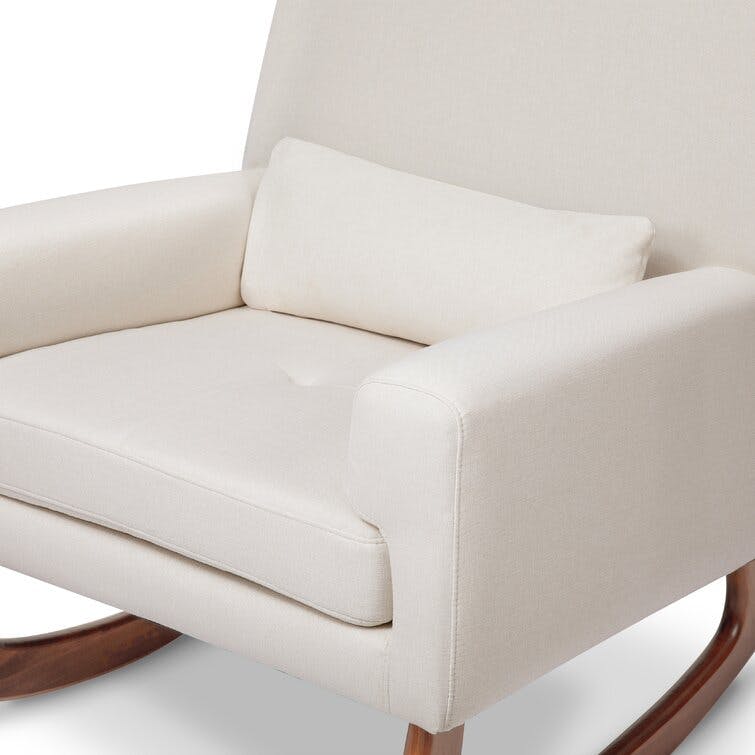 Sleepytime Modern Classic Cream Nursery Rocking Chair with Walnut Legs