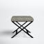 Priscilla Gray Faux Leather Upholstered Ottoman with Metal X Base