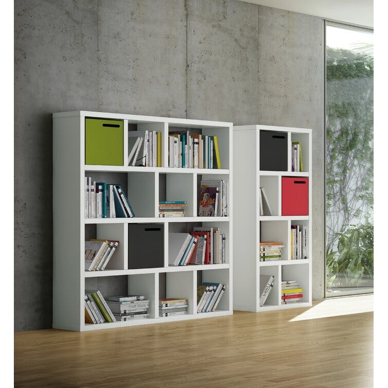 Stetson 78"H x 59"W Pure White Geometric Bookcase