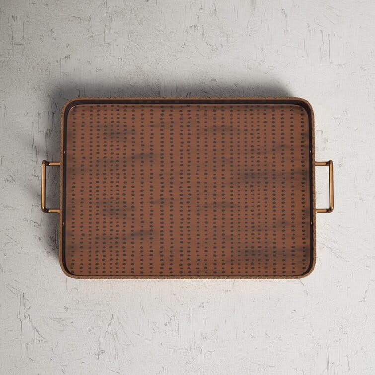Tempo 24"x15" Antique Copper Rectangular Tray with Brass Handles