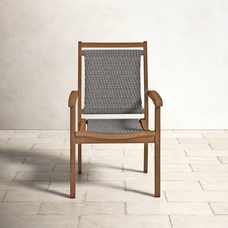 Fleur Grey Wicker and Eucalyptus Stacking Dining Armchair