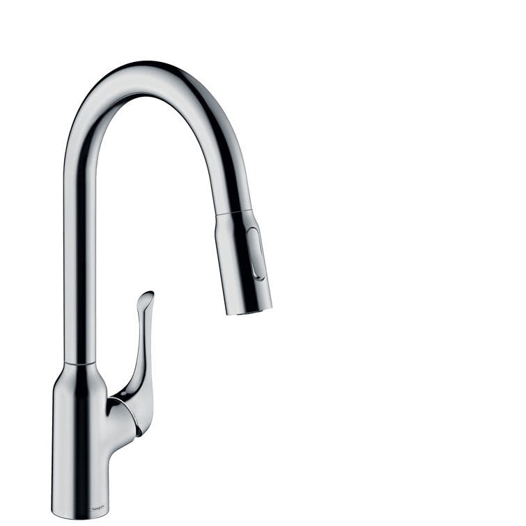 Elegant Chrome HighArc Kitchen Faucet with 360-Degree Swivel and Pull-Down Spray