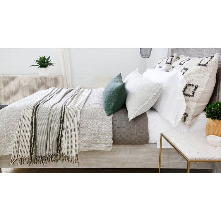 Jagger Cotton Oversized Throw by Pom Pom at Home - Ivory and Moss