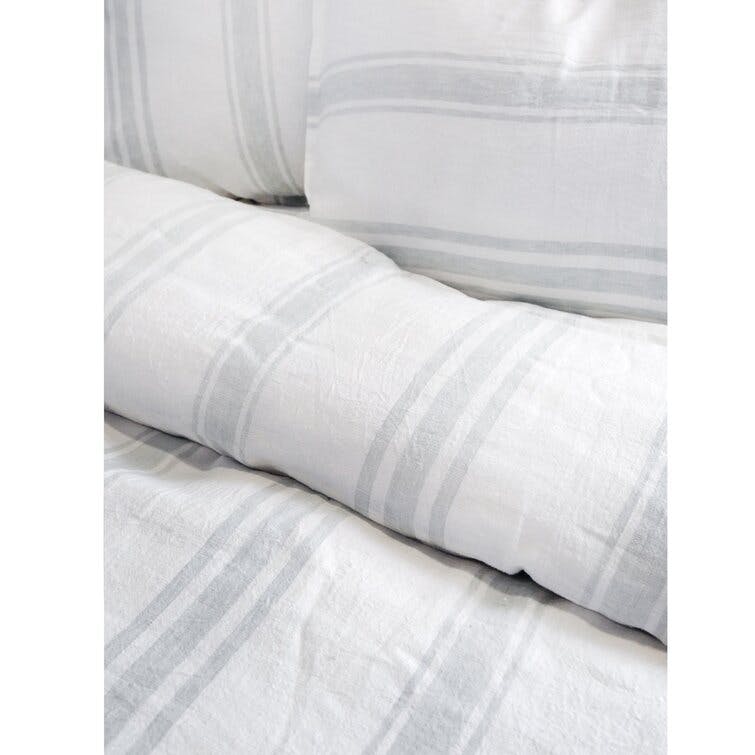 Jackson Linen Duvet by Pom Pom at Home - Cream and Gray / Queen