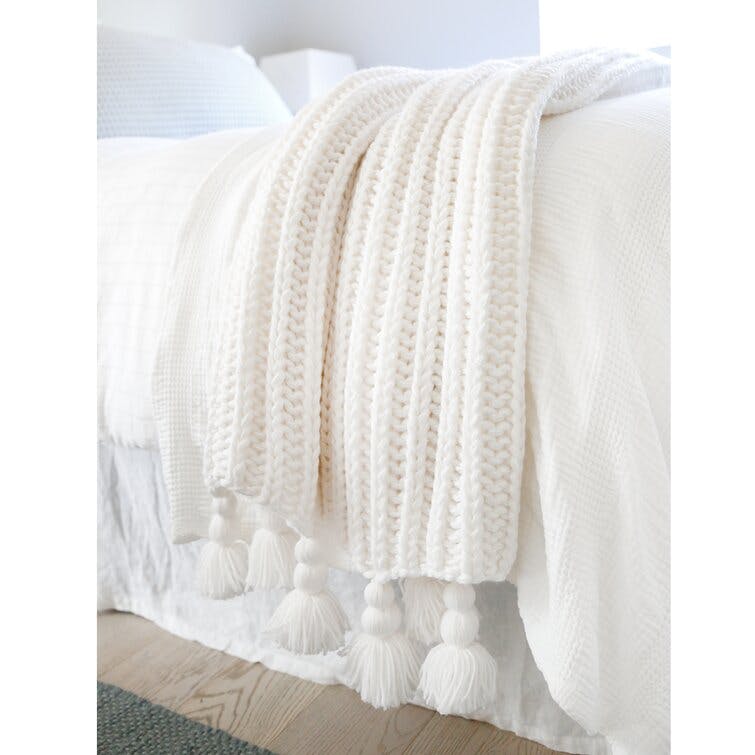 Anacapa Oversized White Chunky Knit Throw Blanket
