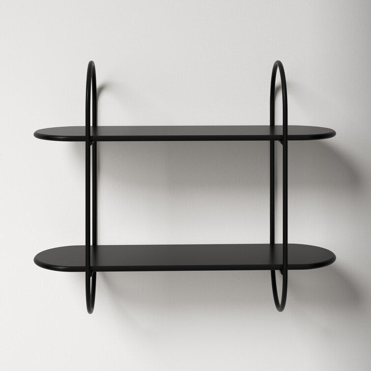 Bowlan 24"x8" Black Oval Metal Floating Shelf Set