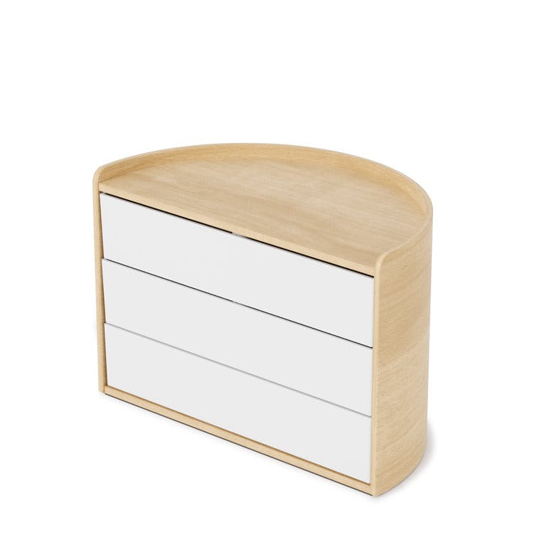 Moona White/Natural Wood Jewelry Box with Drawers